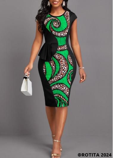 Latest Dress For Women, African Print Dress Ankara, Ankara Dresses, Led Dress, Dress Occasion, Short Sleeve Bodycon Dress, Ankara Style, Work Dresses, African Print Dress