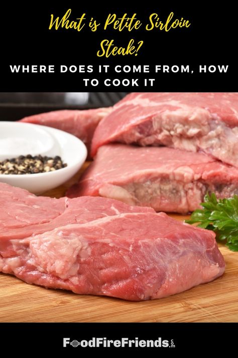 Raw petite sirloin steaks on a cutting board Petite Sirloin Steak, Beef Bottom Round Steak, Petite Sirloin, Bottom Round Roast Recipes, Sirloin Roast Recipes, Bottom Round Roast, Beef Roasts, Sirloin Recipes, Sirloin Tip Steak