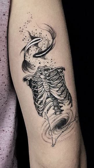 Goth Pisces Tattoo, Pisces Face Tattoo, Pisces Witch Tattoo, Pisces Shoulder Tattoo, Piceses Tattoo Ideas, Matching Pisces Tattoos, Pices Zodiac Tattoo For Men, Tattoo Ideas For Pisces, Pisces Aesthetic Tattoo