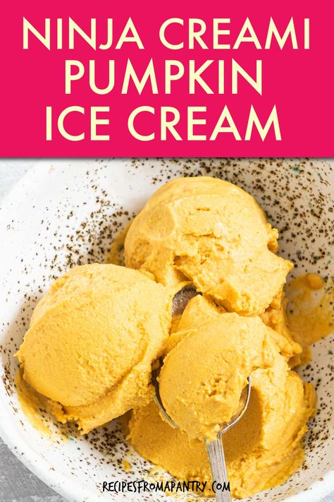 This easy Ninja Creami Pumpkin Ice Cream Recipe makes flavorful, creamy indulgent homemade pumpkin ice cream - with just 6 simple ingredients like cream cheese and the Ninja Creami machine. Great fall dessert & Thanksgiving dessert using canned pumpkin puree or fresh pumpkin puree. It's easy to customize with mix-ins - can be made a diary free Ninja Creami Pumpkin Ice cream - fall Ninja Creami recipe. Click for the Ninja Creami Pumpkin dessert! #ninjacreami #icecream #pumpkin #fall #dessert Pumpkin Pie Ice Cream Recipe, Fall Desserts Thanksgiving, Pumpkin Ice Cream Recipe, Pumpkin Pie Ice Cream, Pie Ice Cream, Easy Ice Cream Recipe, Best Pumpkin Pie, Pumpkin Ice Cream, Easy Dessert Recipes