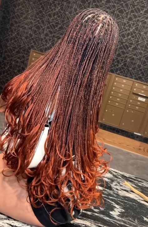 Ginger French Curls, Red French Curl Braids, Ginger French Curl Braids, Curled Box Braids, Ginger Braids, French Curl Braids, French Curls, Curl Braids, Inspired Hairstyles