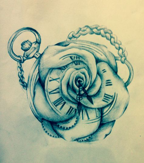 Old Clock Tattoo, Clock Drawing, Watch Tattoo Design, Clock Drawings, Rose Drawing Tattoo, Rose Sketch, Clock Tattoo Design, Tattoo Zeichnungen, Geniale Tattoos