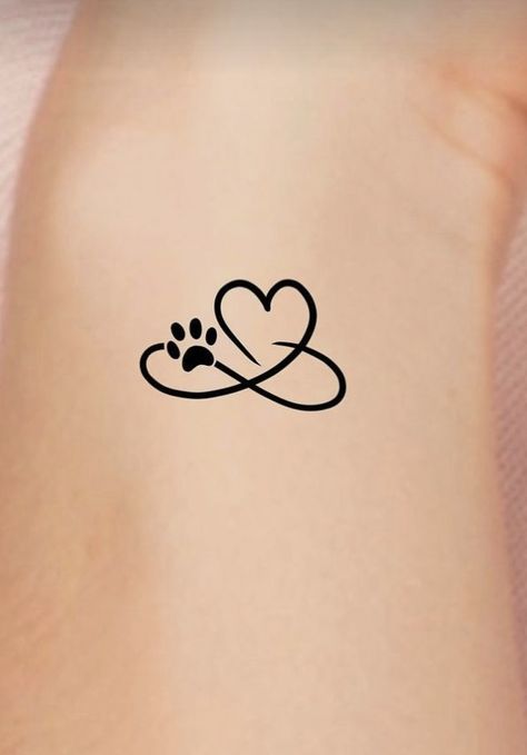 Paw Print And Heart Tattoo, Dog Pawprint Tattoo Ideas, Small Tattoos For Dogs That Passed, Dog Paw Tattoo Memorial, Dog Lover Tattoo, Tattoo Dog, Forever Tattoo, Twin Tattoos, Tattoos For Dog Lovers