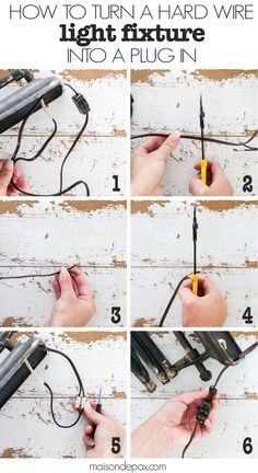 How to turn a Hard Wire Light Fixture into a Plug In: step by step tutorial to create lights and sconces that can be used when you don't have electrical in that location! Rustic Lighting Diy, Wire Light Fixture, Lamps Aesthetic, Diy Lampe, Rustic Bathroom Decor, Wire Lights, Outdoor Light Fixtures, Rustic Lighting, Rustic Bathroom