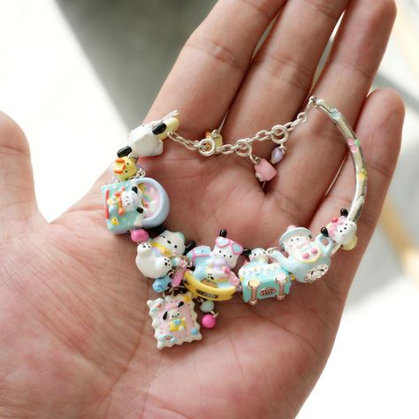 Pochacco Bracelet, Ken Ryuguji, Pandora Style, Polly Pocket, Charm Rings, Pandora Bracelets, Enamel Jewelry, Jewelry Inspo, Pandora Charms