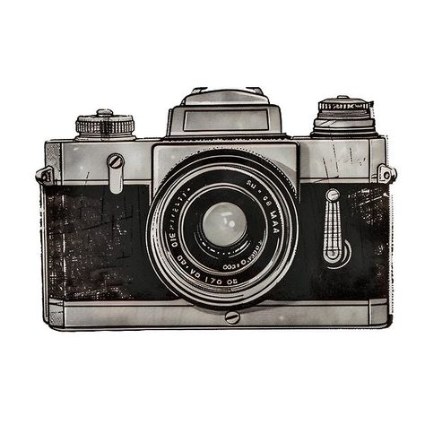 Vintage Camera: Black and White Photography by FaithfulFind | Redbubble Old Camera Photos, 90s Camera Aesthetic, Vintage Camera Drawing, Camera Black And White, Vintage Cameras Art, Old Fashioned Camera, Travel Elements, Baby Abstract Art, White Camera