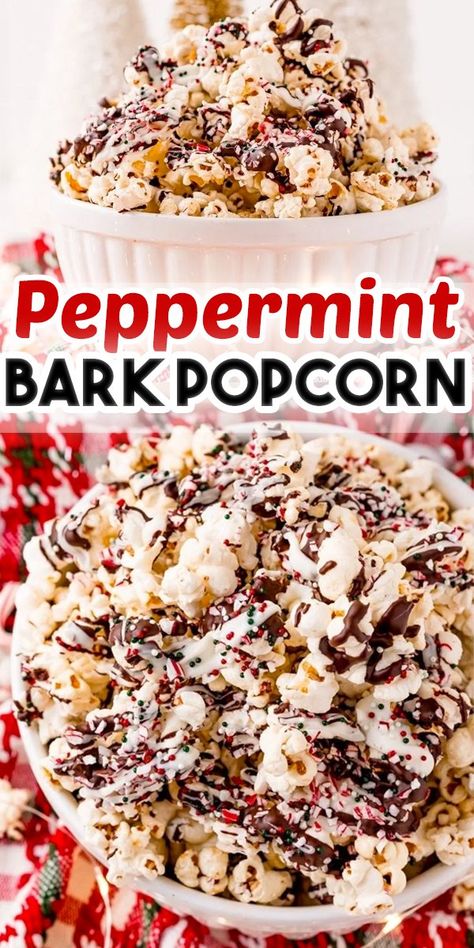 Peppermint Popcorn Recipe, White Chocolate Peppermint Popcorn, Coated Popcorn, Peppermint Popcorn, White Chocolate Popcorn, Christmas Popcorn, White Chocolate Peppermint, Holiday Snack, Peppermint Cheesecake