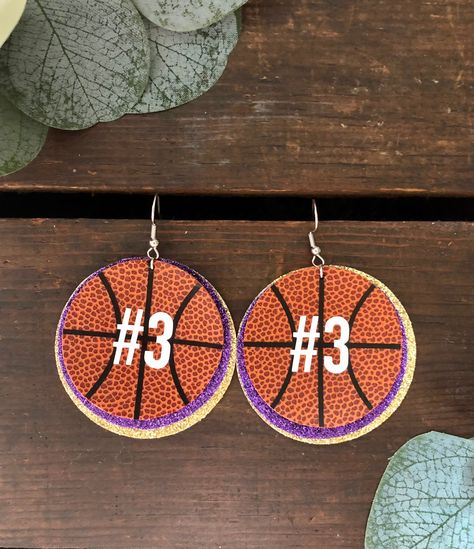 Basketball Earrings Cricut, Basketball Earrings Diy, Basketball Earrings, Football Earrings, Personalized Basketball, Glitter Canvas, Custom Basketball, Faux Leather Earrings, Personalized Football