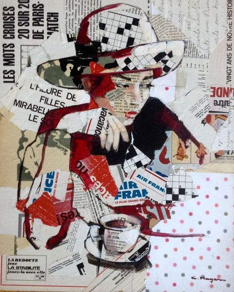 Newspaper Mixed Media Art, Kolazh Art Ideas, Carme Magem, Portrait Collage Art, Newspaper Collage, Portrait Collage, Frida Art, Collage Portrait, Newspaper Art