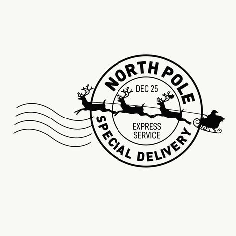 North Pole Stamp, North Pole Delivery Free Printable, Cricut Crafts For Christmas, North Pole Illustration, Christmas Tag Design, North Pole Envelope, Make Your Own Wrapping Paper, Santa Stamp, Office Stamps