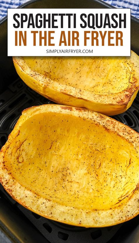 Want to make spaghetti squash in the air fryer? This classic fall taste is so easy to prepare and make in the air fryer - here's how! Spaghetti Squash In The Air Fryer, Spaghetti Squash Recipes Air Fryer, Air Fry Spaghetti Squash, Spaghetti Squash In Air Fryer, Squash In Air Fryer, Air Fryer Spaghetti Squash, Fried Spaghetti, Fall Sides, Autumn Side Dishes