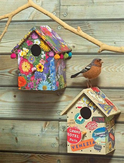 Get creative with paper, and design a unique bird box using your favourite pictures and prints. Follow this step-by-step guide to make your own and place it in a sheltered spot outside, or indoors as a decorative feature. Painting Bird Houses, Bird Houses Ideas, Bird Houses Ideas Diy, Period Living, Bird Box, Bird House Kits, Houses Ideas, Bird Aviary, Bird Houses Painted