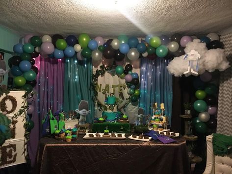 Baby Nathan's Trolls First birthday party | CatchMyParty.com Branch Birthday Party, Trolls First Birthday, Branch From Trolls, Trolls Birthday Party Ideas, Trolls Birthday Party, First Birthday Party, Catch My Party, Birthday Party Ideas, Ideas Photo