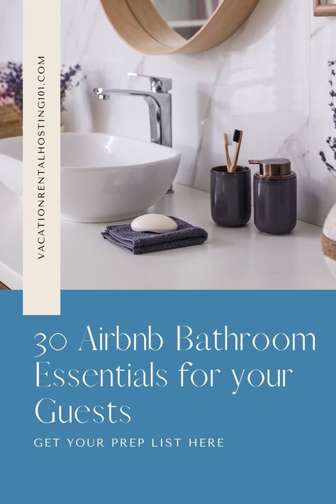 Airbnb Toiletries Ideas, Airbnb Bathroom Essentials, Airbnb Amenities Ideas, Airbnb Bathroom Ideas, Airbnb Amenities, Bnb Decor, Airbnb Bathroom, Bathroom Checklist, Airbnb Checklist