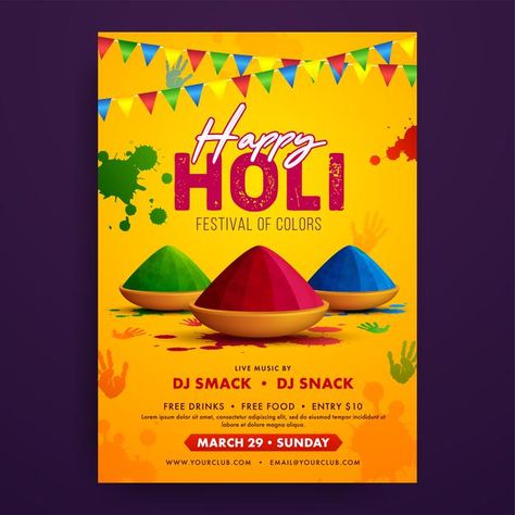 Holi party flyer illustration | Premium Vector #Freepik #vector Holi Flyer, Holi Food, Holi Story, Flyer Illustration, Food Posters, Holi Party, Background Water, Holi Festival Of Colours, Water Paint