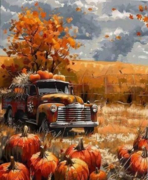 Autumn Breezes and Thanksgiving Blessings 🍂 Absolutely No Halloween 🍂 | Good morning Autumn friends | Facebook Fall Truck Painting, Halloween Good Morning, Good Morning Autumn, Truck Painting, Happy Thanksgiving Wallpaper, Morning Autumn, Thanksgiving Blessings, Thanksgiving Wallpaper, Old Truck