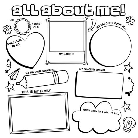 All About Me Student Worksheet Printable Printable All About Me, Biography Template, Student Worksheet, All About Me Printable, Back To School Worksheets, All About Me Worksheet, Get To Know Yourself, About Me Template, Start Of School