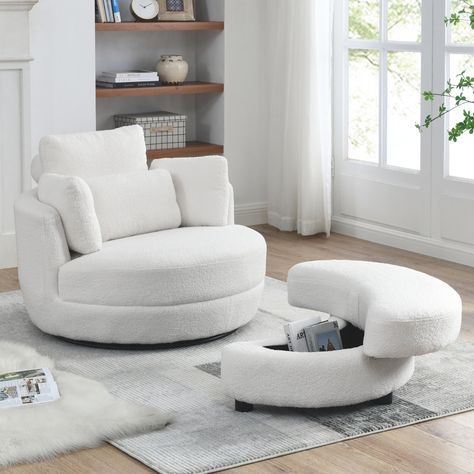 Oversized Swivel Chair, Cuddle Sofa, Modern Sofa Chair, 4 Pillows, Barrel Chairs, Modern Swivel Chair, Storage Chair, Upholstered Accent Chairs, Swivel Barrel Chair