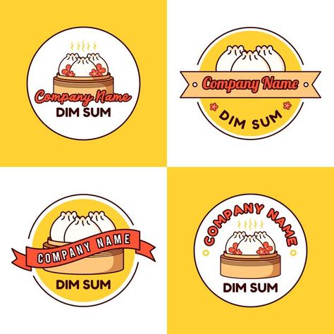 Set of dumpling or dim sum logo template... | Premium Vector #Freepik #vector #background #logo #flower #food Food Label Sticker, Chinese Breakfast, Birthday Cake Write Name, Traditional Chinese Food, Japanese Food Traditional, Food Logo Design Inspiration, Restaurant Icon, Chinese Dumplings, Food Logo Design