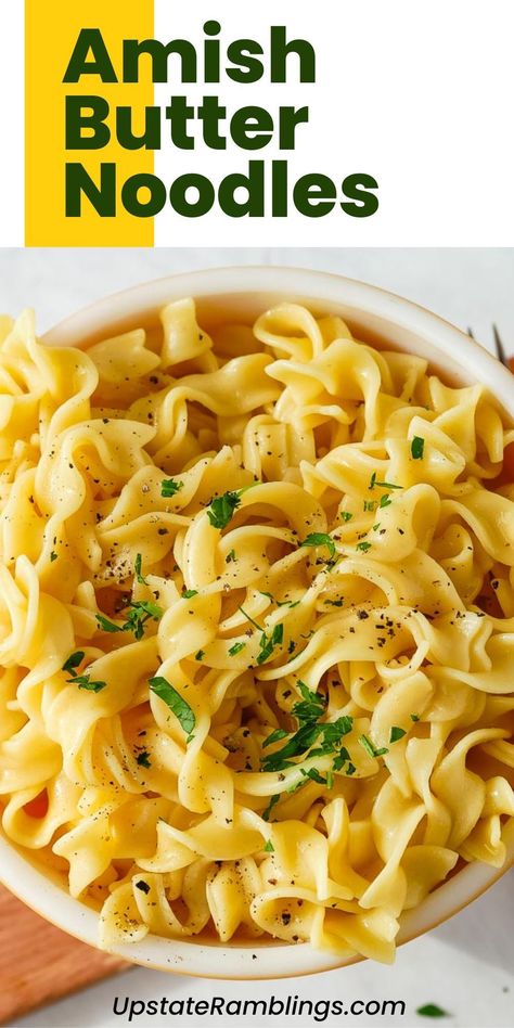 Amish Butter Noodles Amish Buttered Noodles, Leftover Noodles Recipes, Amish Butter Noodles, Best Buttered Noodles Recipe, Thanksgiving Noodles, Butter Noodles Easy, Butter Noodle Recipe, Noodle Sauce Recipe, Amish Noodles