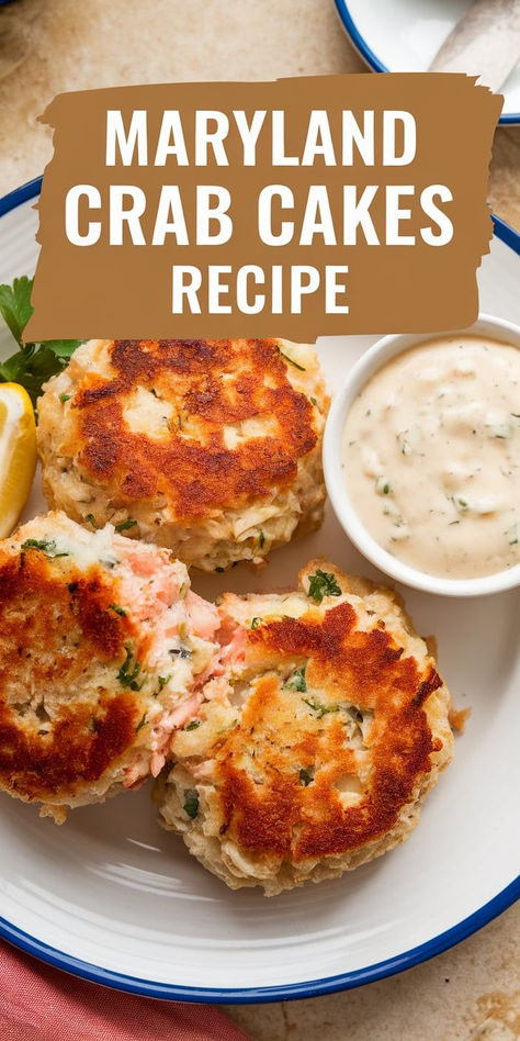 Savor the taste of Maryland with these Crab Cakes! Made with fresh crab meat and a delicate blend of seasonings, these cakes are pan-fried to crispy perfection and perfect for any seafood feast. Whole 30 Crab Cakes, Imation Crab Cakes Recipe, Canned Crab Cakes Recipe Easy, Canned Crab Cakes Recipe, Imitated Crab Recipes Easy, Crab Cakes Sauce, Crab Cakes Recipe Easy, Sauce For Crab Cakes, Maryland Crab Cakes Recipe