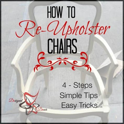 How To Upholster, Diy Furniture Upholstery, Furniture Reupholstery, Reupholster Chair, Reupholster Furniture, Upholstery Diy, Chair Makeover, Furniture Repair, Furniture Renovation