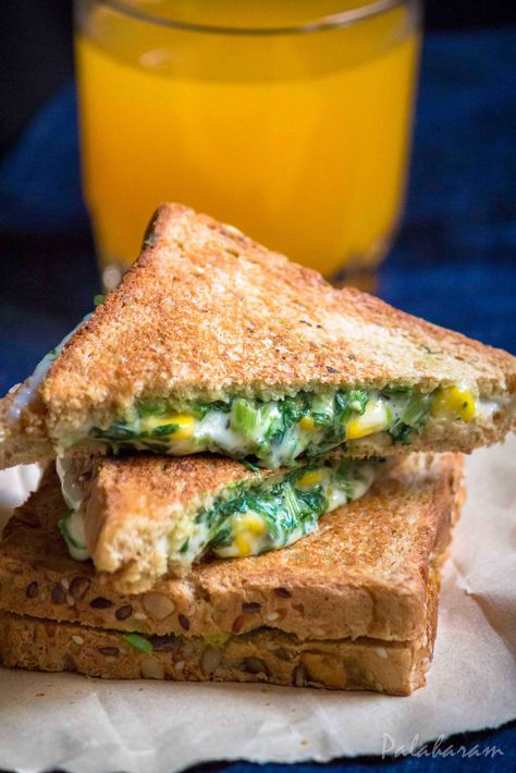 Sandwich Recipes Indian, Corn Cheese, Recipes Indian, Cheese Sandwich, Cheese Sandwiches, Sandwich Recipes, Recipe Book, Appetizer, Spinach