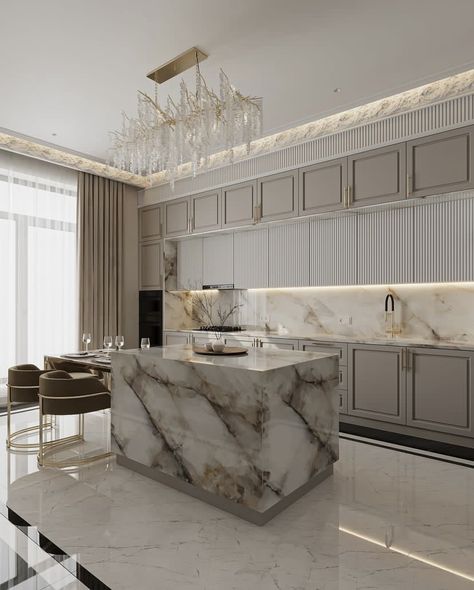 Neo Classical Kitchen Design, Neo Classic Kitchen, New Classic Design, Neoclassical Interior, Interior Design Drawings, House Design Kitchen, Cozy Kitchen, Village House Design, Classic Kitchens