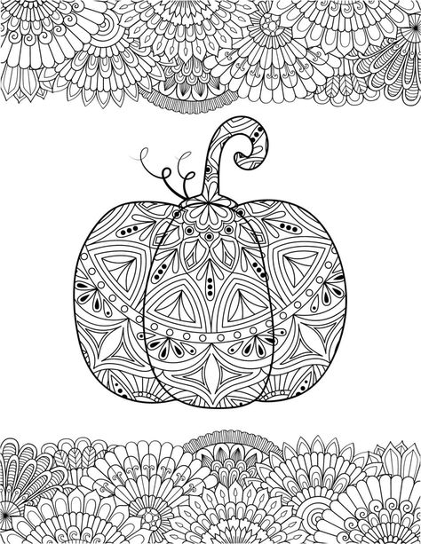 Celebrate the crisp autumn air with these free printable fall coloring pages for kids and adults. You will find cute kids coloring pages with fall themes that feature autumn leaves, pumpkins, apples, sweaters, owls, scarecrows, and much more! Whether you are looking for kids coloring pages for younger children like toddlers or preschoolers, teenagers, or even adults, there are tons of coloring sheets for everyone. Zentangle Pumpkin, Pumpkin Zentangle, Pumpkin Doodle, Pumpkin Coloring, Decorative Pumpkin, Pumpkin Images, Fall Coloring, Pumpkin Coloring Pages, Halloween Coloring Book