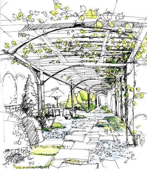 Landscape Architecture Drawing, Landscape Sketch, Landscape Architecture Design, Garden Architecture, Architecture Design Concept, Homestead Survival, Landscape Drawings, Cool Landscapes, Architecture Sketch