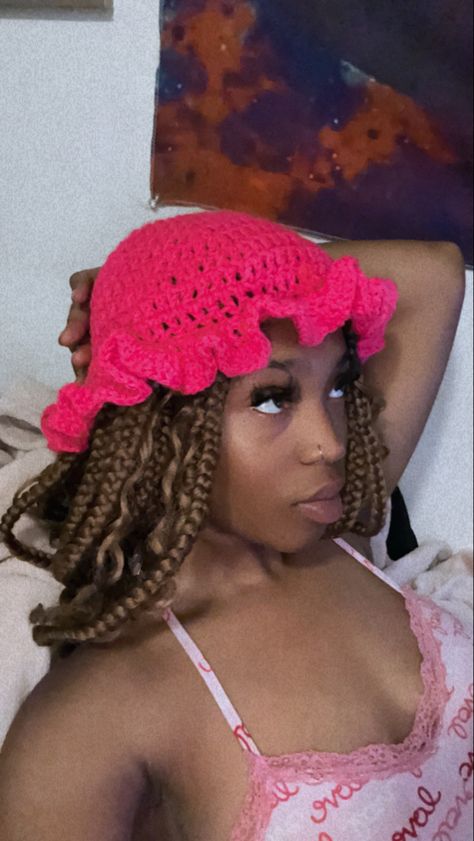 Basic hot pink crochet hat #crochet #diy #rufflehat #crochetideas #HOT #hotpink #knitting #doublecrochet #333 #Jayleigha #imadeit Summer Pink Crochet Hat, Cute Pink Crochet Hat For Beach, Pink Crochet Bucket Hat, Spring Pink Crochet Bucket Hat, Pink Crochet Bucket Hat, One Size, Crochet Ruffle, Crochet Bucket Hat, Crochet Clothing And Accessories, Double Crochet