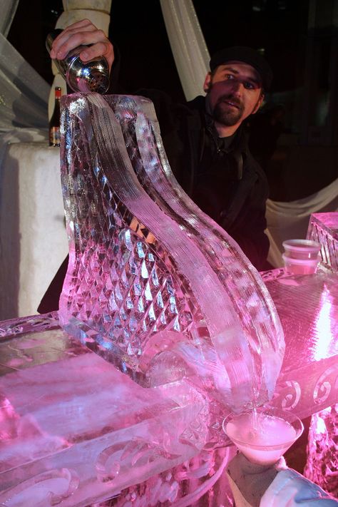 Ice luge - Wikipedia Ice Sculpture Wedding, Vegas Ideas, Ice Luge, Ice Party, Winter Party Themes, Ski Party, Ice Bar, Apres Ski Party, American Party