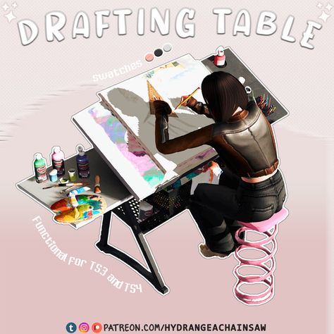 Drafting Table | Preview | Patreon Furniture Cc, Sims 4 Cheats, Clothes Cc, Play Sims 4, Free Sims 4, The Sims 4 Packs, Sims 4 Expansions, Sims 4 Cc Folder, Drafting Table