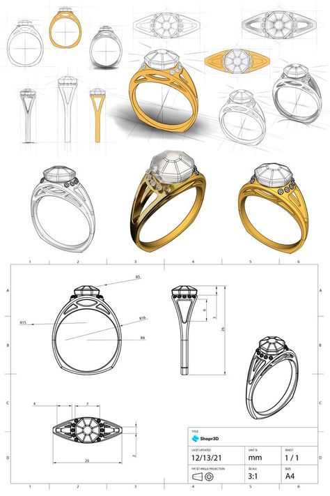 Jewelry making is a form of art, but who says 3D modeling cannot level up your workflow? Ring Sketch, Jewel Drawing, Jewelry Rendering, Jewelry Knowledge, 3d Jewelry, Art Jewelry Design, Jewellery Design Sketches, Jewelry Illustration, Jewelry Design Drawing