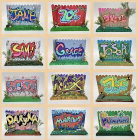 Grafitti Name Art Project, Graffiti Fence Art Project, Grade 7 Art Ideas, Graffiti Art Project, Graffiti Art For Kids, Fun High School Art Projects, 6th Grade Art Projects Middle School, 8th Grade Art Lessons, Graffiti Art Lesson