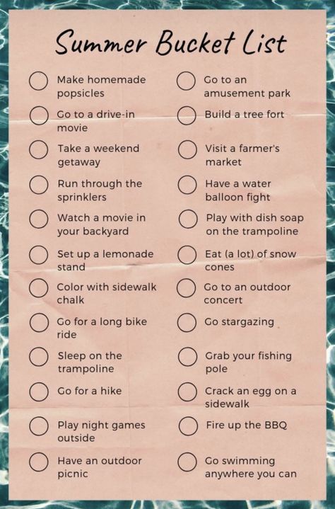 Teenager Bucket List, Summer Bucket List For Kids, Teenage Bucket Lists, Teenage Bucket List, Bored Jar, Water Sprinkler, Summer Plants, Summer Bucket Lists, Summer Bucket List