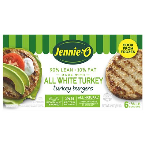 Craving a juicy hamburger, but feel guilty? JENNIE-O® frozen, all white turkey burger patties are 93% lean and 100% delicious. Turkey Burger Patties, Jennie O Turkey, Burger Specials, Juicy Hamburgers, Jennie O, Hormel Recipes, Frozen Turkey, Burger Patties, Local Grocery Store