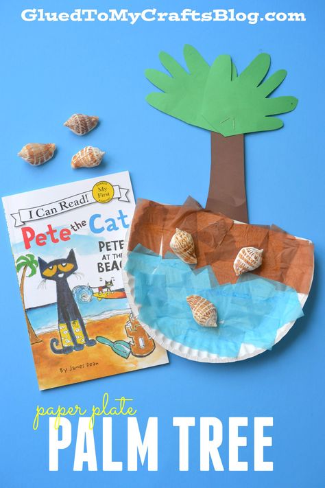 Preschool Back To School, Palm Tree Crafts, Storytime Crafts, Craft Preschool, Island Crafts, Summer Preschool, Tree Craft, Ocean Crafts, Pete The Cat