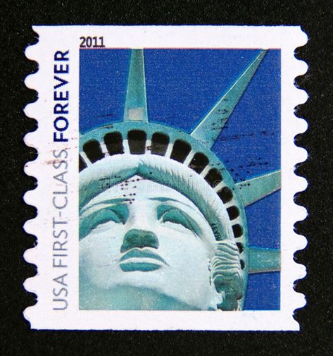 Post Stamp Vintage, Nyc Postage Stamp Tattoo, Usa Symbols, Usa Statue Of Liberty, City Editorial, Old Us Postal Stamps, New York Party, New York Postage Stamp, Liberty Island