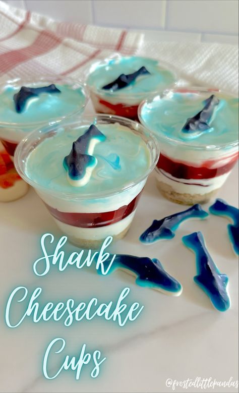 Shark Cheesecake, Shark Week Desserts, Shark Week Treats, Shark Birthday Desserts, Shark Themed Desserts, Shark Week Dessert Ideas, Shark Food Ideas, Shark Desserts, Shark Week Cheesecake