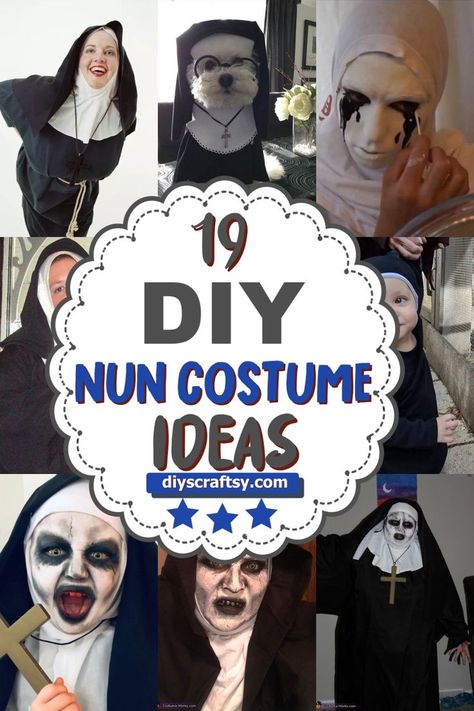 DIY Nun Costume Diy Nun Costume, Clown Costume Ideas, Diy Clown Costume, Scary Kids Costumes, Do It Yourself Costumes, Nun Halloween Costume, Nun Halloween, Nun Outfit, Quick Costumes