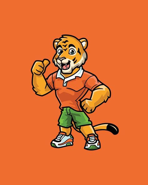 Tiger Mascot Design, Mascot Design Ideas, Tiger Cartoon, Sports Mascot, Tiger Vector, Tiger Mascot, Lighting Diy, Tiger Balm, Cartoon Mascot