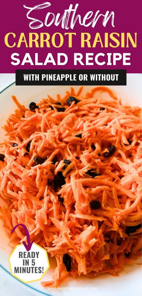 Classic Carrot Raisin Salad (with best tips!) Carrot Rasin Salad, Carrot Recipes Side Dishes, Raisin Salad, Carrot Raisin Salad, Carrot Salad Recipes, Raisin Recipes, Carrot Slaw, Sour Cream Recipes, Carrot Salad