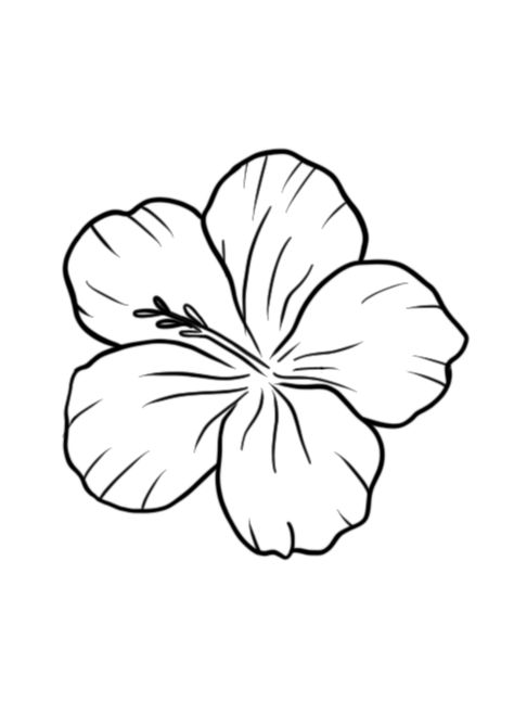 Tropical Flower Line Drawing, Hawian Flowers Drawings, Hibiscus Drawing Simple, Hibiscus Flower Tattoo Stencil, Flower Tattoos Stencil, Hibiscus Flower Drawing Simple, Florida Tattoo For Women, Hibiscus Flower Outline, Hawaii Flowers Drawing