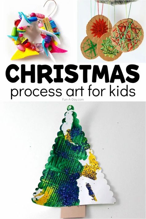 These Christmas process art ideas are sure to inspire your students’ creativity this holiday season! Process art and Christmas are a magical combination - kids are already excited about the holiday season, and process art projects are a great way to channel that energy into creativity! Process Christmas Art, Christmas Process Art For Preschool, Preschool Winter Process Art, Toddler Art Christmas, Christmas Art Ideas For Babies, December Process Art, Toddler Christmas Process Art, December Process Art For Preschool, Provocations For Infants