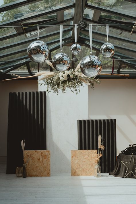 Ball Event Decor, Wedding Overhead Decor, Disco Ball Ceiling Decor Wedding, Disco Ball Centre Pieces, Disco Wedding Decorations, Disco Ball Decor Wedding, Disco Ball Decoration, Wedding Disco Ball Decor, Mirror Ball Wedding