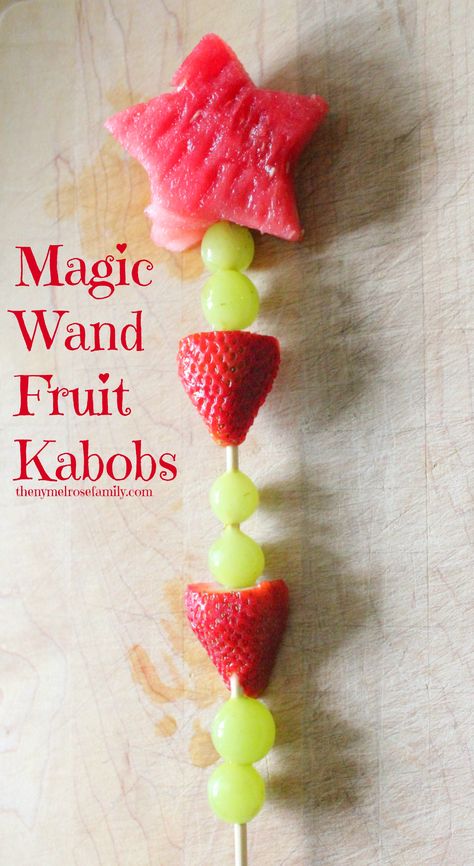 Magic Wand Fruit Kabobs www.thenymelrosefamily.com #fruit #kabobs Wand Fruit Kabobs, Fruit Kabob, Cinderella Birthday Party, Fruit Kabobs, Princess Tea Party, Cinderella Party, Cinderella Birthday, Disney Princess Birthday, Fairy Birthday Party