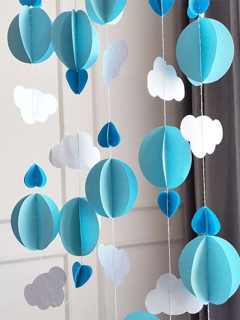 Paper Decoration For Birthday, Chart Paper Decoration, Cloud Diy, Halloween Diy Paper, Cloud Heart, School Office Decor, Paper Garlands, Idee Babyshower, Swag Wreath