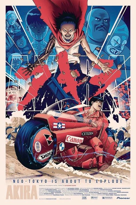 Akira Movie, Akira Poster, Akira Anime, Movie Outfits, Best Movie Posters, Alternative Movie Posters, Movie Poster Art, Ghost In The Shell, Poster Artwork