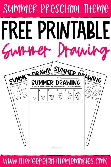 Summer Directed Drawing, Preschool Journal Prompts, Directed Drawing Kindergarten, Summer Preschool Themes, Drawing Worksheets, Preschool Journals, Drawing Pages, Summer Worksheets, Creative Writing Activities